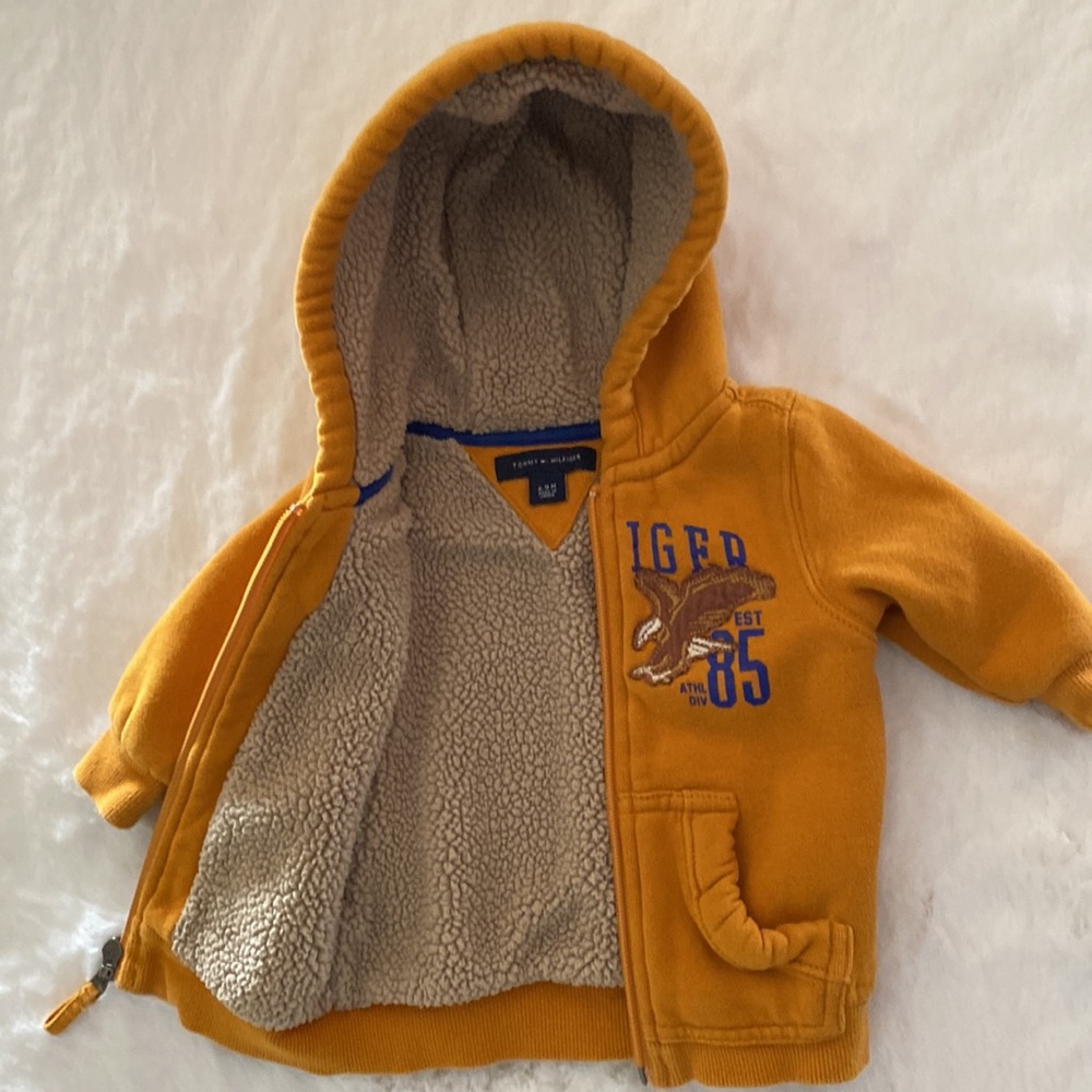 Tommy Hilfiger Mustard Yellow Sherpa Zip-Up Hoodie Jacket 6-9 Months